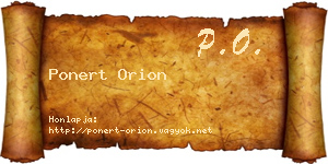 Ponert Orion névjegykártya